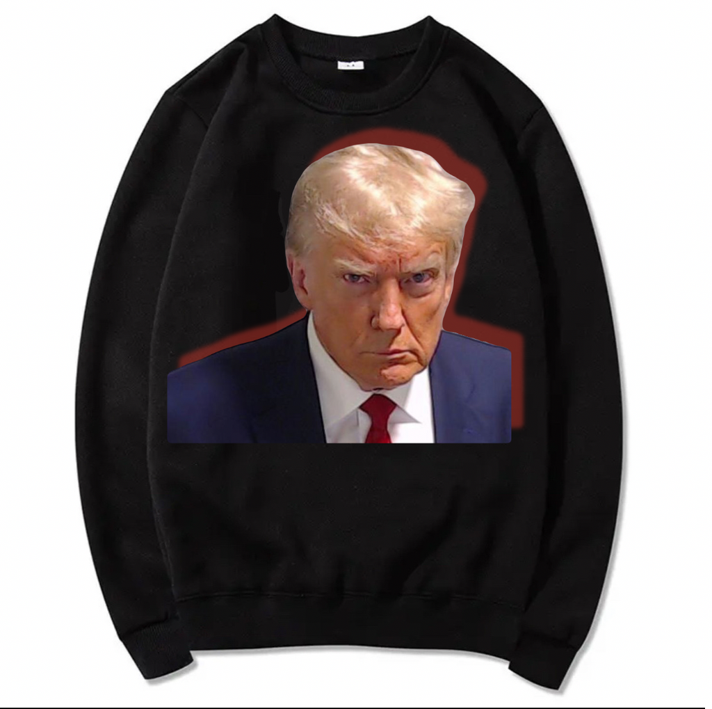 Controversy Chronicles: Donald Trump 2023 Mugshot Crew Neck Sweatshirt + T-Shirt