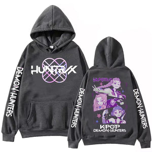 Back view of K-Pop Demon Hunters Hoodie featuring bold anime demon artwork and vibrant colors