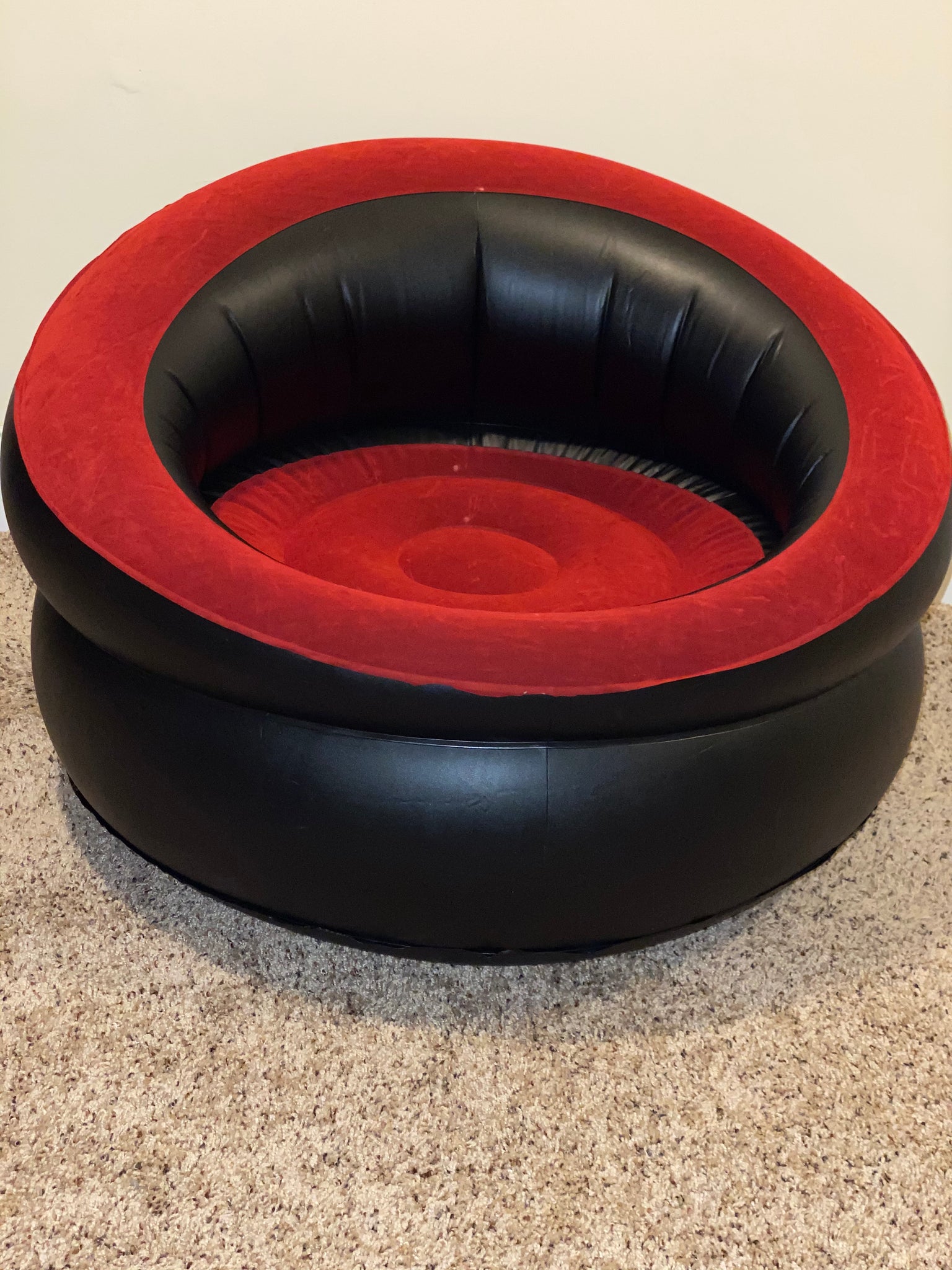 Portable Inflatable Red Velvet Lounging Seat Chair