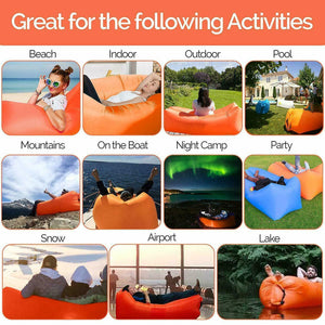 New Inflatable Lounger Sofa Couch Beach Chair/ Water Raft Floaty With Travel Bag and Pockets