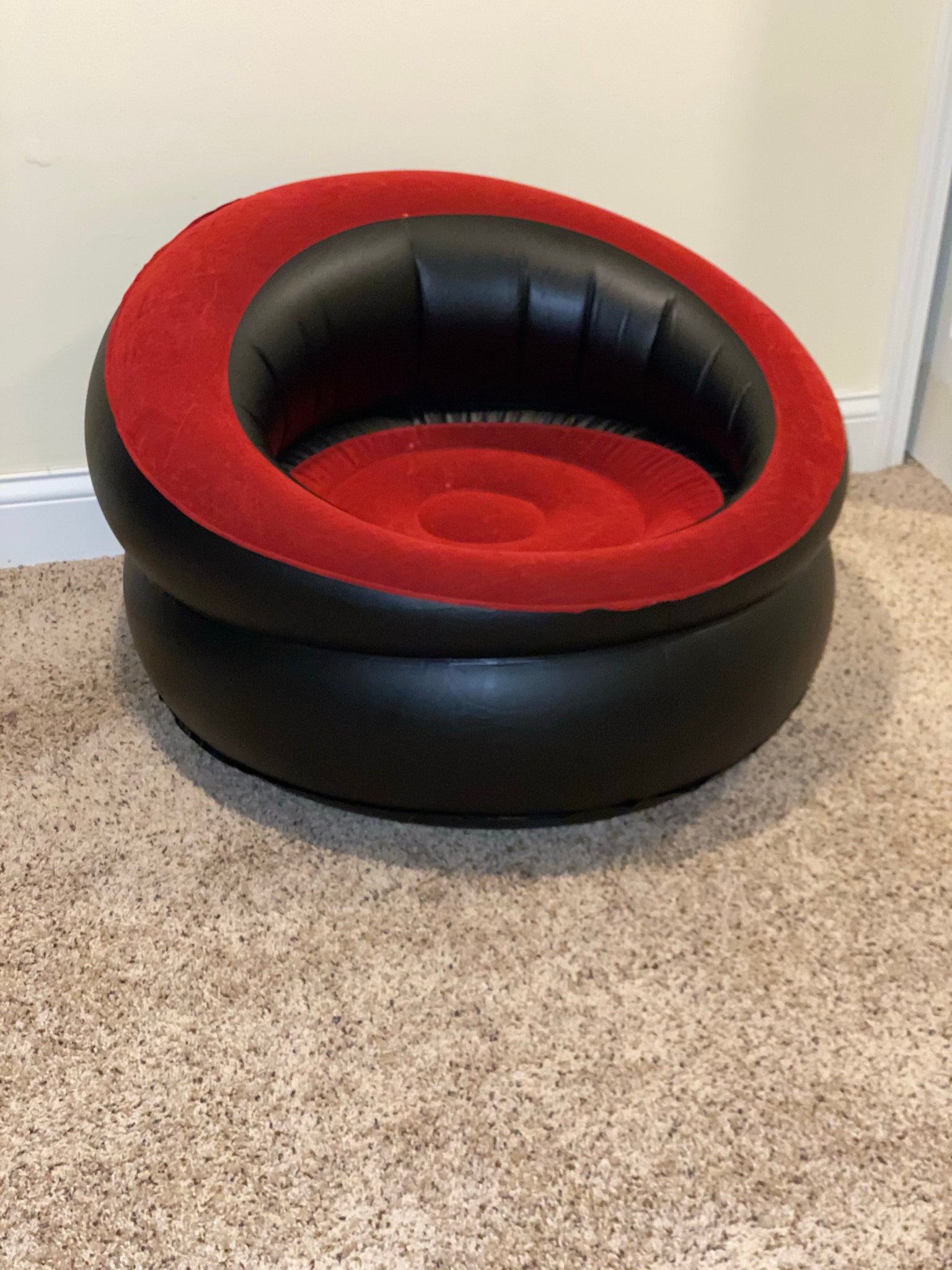 Portable Inflatable Red Velvet Lounging Seat Chair