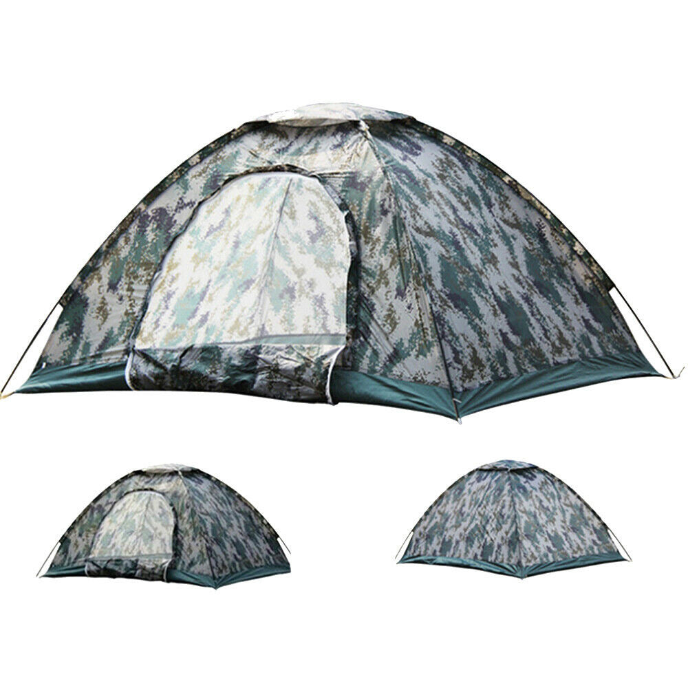 Folding 2-4 Person Camouflage Camping Tent Waterproof Hiking Outdoor Sun Canopy